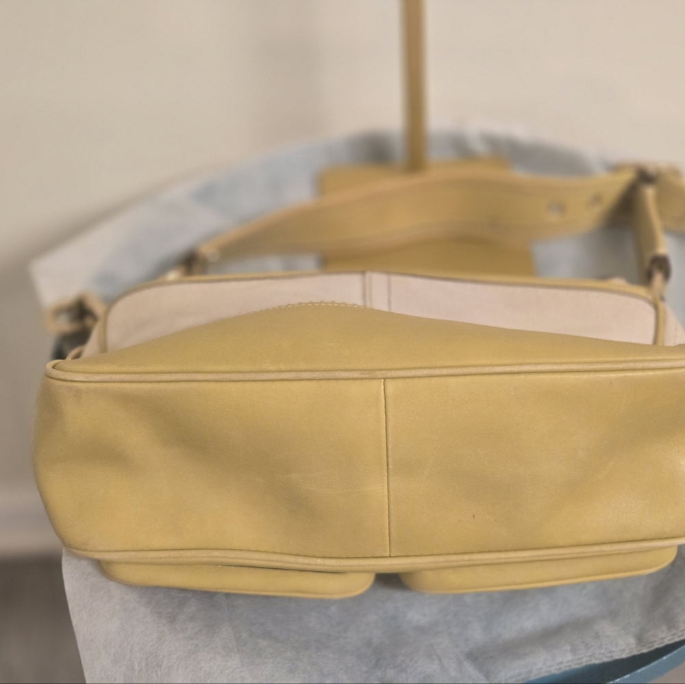 Coach Double turn lock satchel Y2K Yellowish green leather trim - Picture 9 of 16